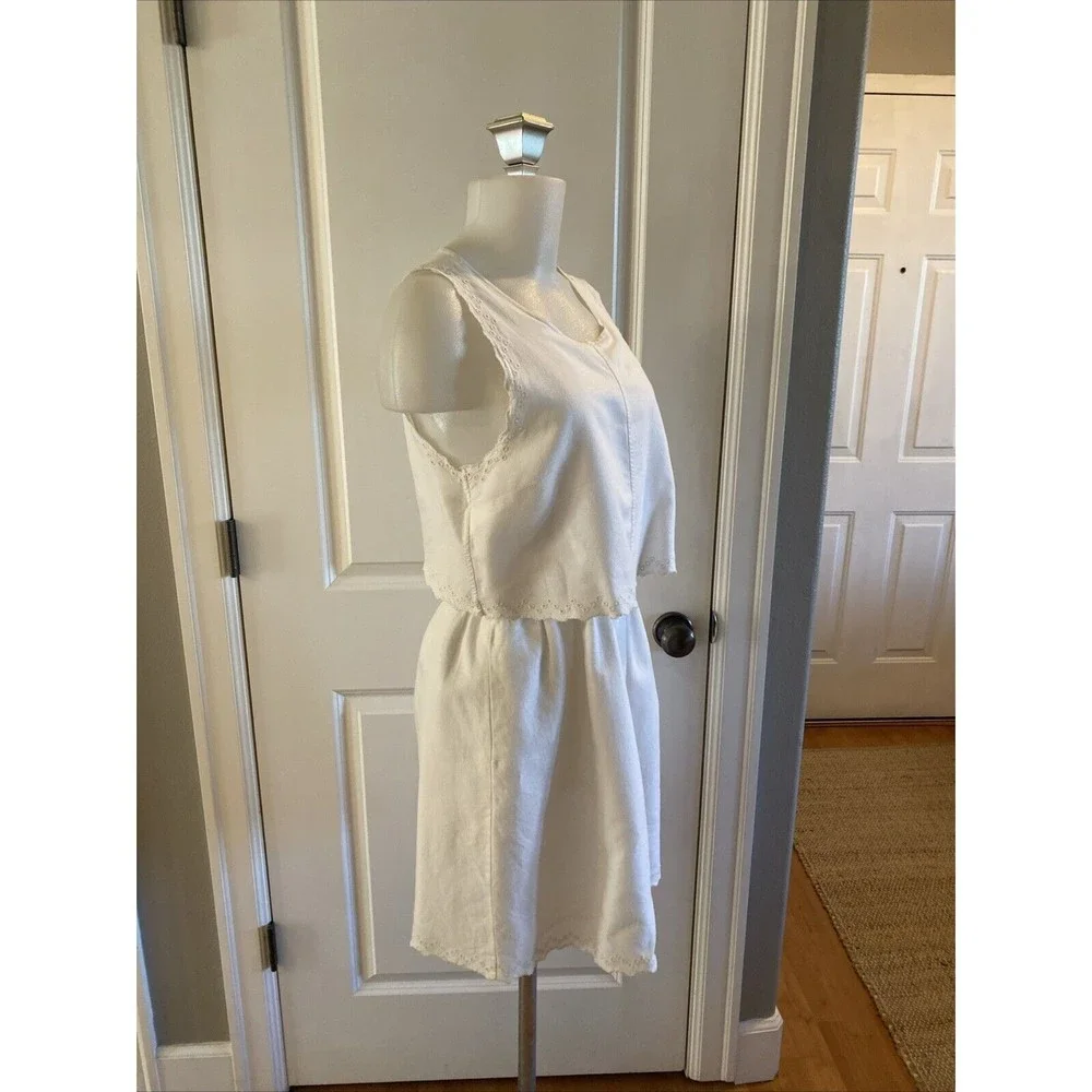 Madewell White Eyelet Overlay Open‎ Back Dress Size 6/S Sleeveless Beachy Boho